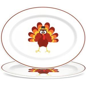 Reusable Thanksgiving Serving Platter Melamine Plate Turkey Oval Melamine Plate